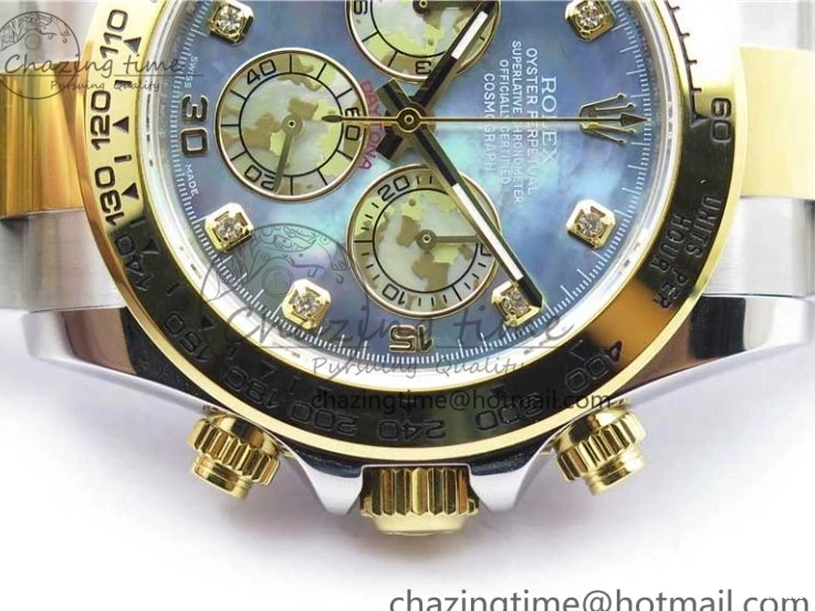 MiroTime 0520 Daytona 116520 SS YG UBF Best Edition Ice Blue MOP Crystal Markers Dial on SS YG Bracelet A Casual 2936